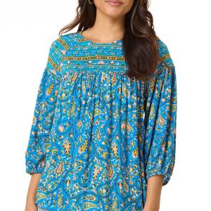 Floral Balloon Sleeve Top