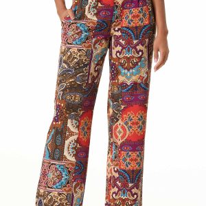 Printed Patchwork Wide Leg Pants