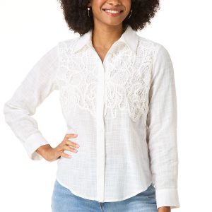 Crochet Linen Button Down Shirt