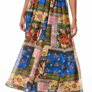 Patchwork Chiffon Maxi Skirt
