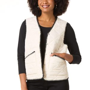 Whipstitch Trim Puffer Vest