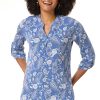 Blue Paisley Popover Top