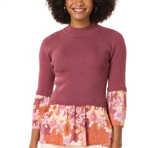 Floral Underlay Twofer Sweater