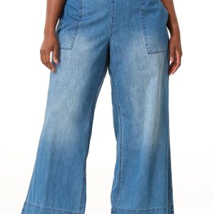 Plus Size Chambray Wide Leg Pants