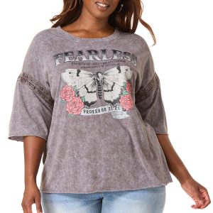Plus Size Embellished Fearless Tee