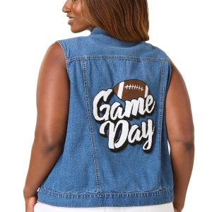 Plus Size Game Day Denim Vest