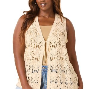 Plus Size Soutache Tie Front Vest