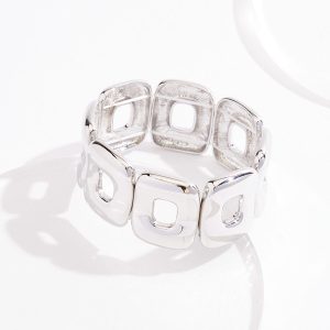 Mod Metal Puffy Square Stretch Bracelet