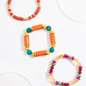 Lucite Multi Color Bead Bracelet Set
