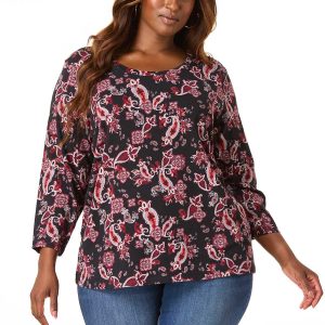 Plus Size Bold Paisley Scoop Neck Top