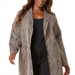 Plus Size Printed Shawl Collar Topper