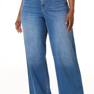 Plus Petite High Rise Wide Leg Jeans