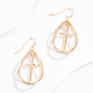 Cross 3d Halo Earrings