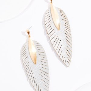 Faux Leather Leaf Earrings