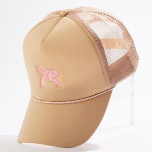 Embroidered Pink Bow Hat