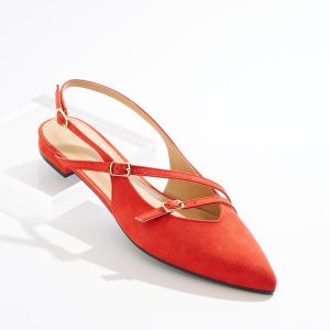Wide Width Asymmetrical Strap Slingback Flats