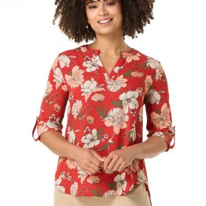 Red Floral High- Low Top