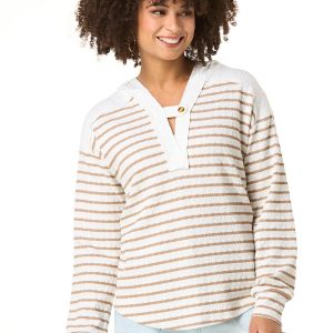 Textured Stripe Relaxed Hoodie