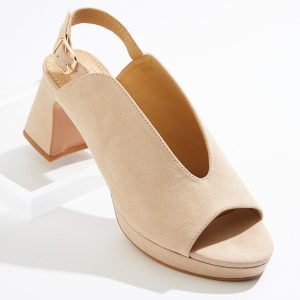 V- Vamp Suede Slingback Heels