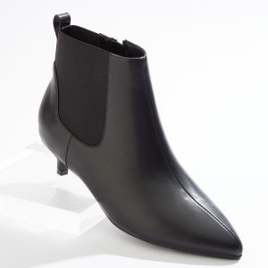 Wide Width Black Low Heel Booties