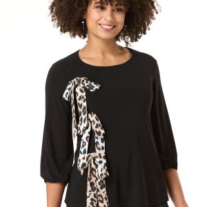 Triple Leopard Bow Top