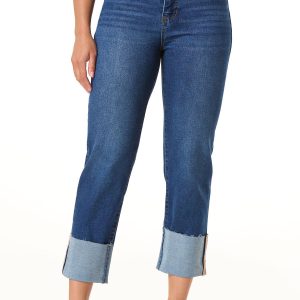 Cuffed Hem High- Rise Jeans