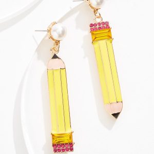 Pencil Pearl Ball Earrings