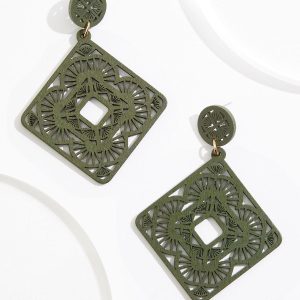 Cutout Wood Filigree Earrings