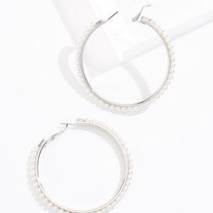 Pearl Studded Oversized Hoop Earrings