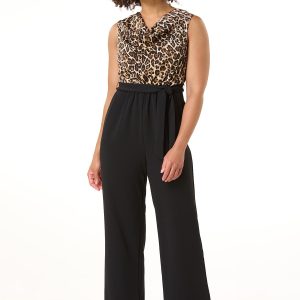 Leopard Draped Neck Jumpsuit