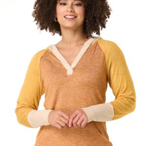 Colorblock Hacci Knit Hooded Top