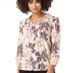 Floral Leopard Tie Top