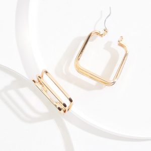Triple Row Square Hoop Earrings