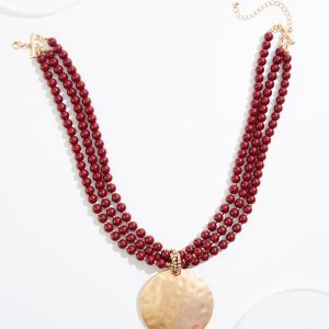 Metal Pendant Beaded Necklace