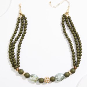 Layered Rubber Glass Short Necklace