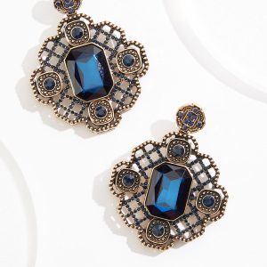 Antique Gold Blue Stone Earrings