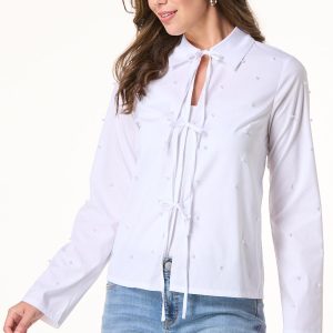 Pearl Embellished Triple Tie Top