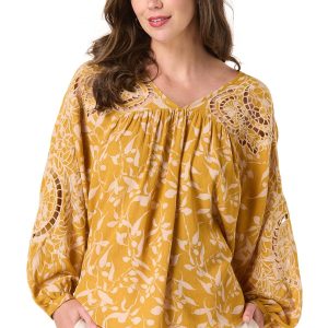 Golden Floral Tie Back Top