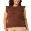 Plus Size 3d Floral Pearl Sweater