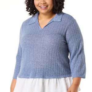 Plus Size Twofer Mixed Collar Top