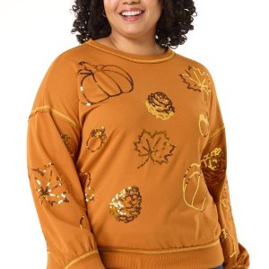 Plus Size Sequin Fall Icon Sweatshirt