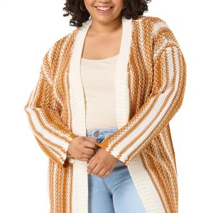 Plus Size Chunky Stripe Cardigan