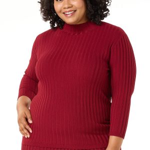 Plus Size Ribbed Mock Neck Sweater