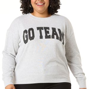 Plus Size Embellished Go Team Sweatshirt