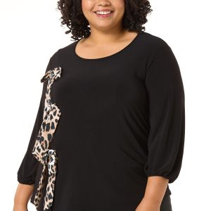 Plus Size Triple Leopard Bow Top