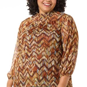 Plus Size Chevron Mesh Tunic