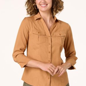 Petite Solid Button Down Shirt