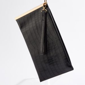 Metal Bar Textured Wristlet