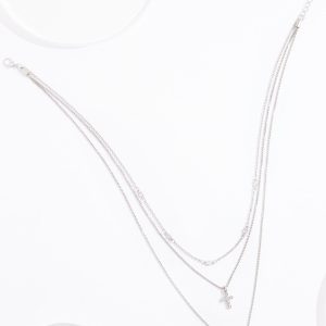 Delicate Cubic Zirconia Cross Layered Necklace