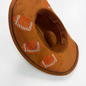 Football Embellished Western Hat - Brown
